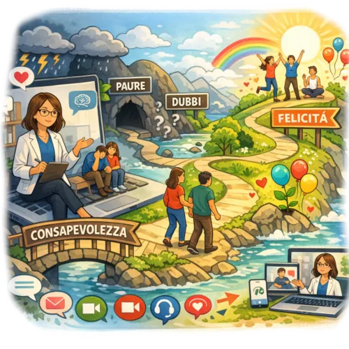Consulenza psicologica psicologa online immagine che spiega i concetti del testo