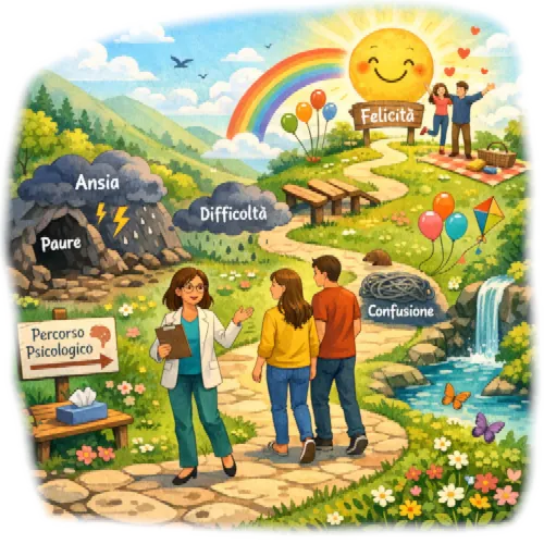 Consulenza psicologica psicologa servizi aperto aria immagine che spiega i concetti del testo